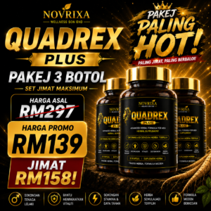 Pakej Set Paling Laris Quadrex Plus 3Botol x 30pcs (free 1 ketul sabun Quadrex Men)