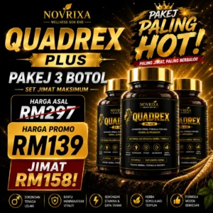 Pakej Set Paling Laris Quadrex Plus 3Botol x 30pcs (free 1 ketul sabun Quadrex Men)